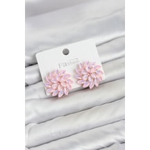 Pembe Renk Kristal Taşlı Çiçek Model Kadın Küpe Tj-bkp11919 Altın