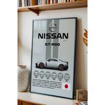 Nissan Gt-r50 Premium Spor Araba Çerçeveli Tablo - Teknik Özellikli Limited Edition Duvar Dekoru Siyah