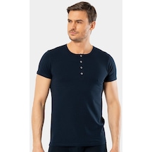 Cacharel Erkek Bisiklet Yaka Düğmeli T-shirt 1308/lacivert 001
