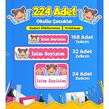 Sevimli Çocuk Temalı Okul Kreş Kişiye Özel İsim Etiket Seti - Model 221 Çok Renkli
