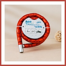 Bezos Tüp Anahtarlı Çelik Spiral Kilit 22mm X 150cm Kırmızı Erdotıca