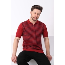 Ferraro Tarçın/Laci Polo Yaka Fermuarlı Erkek Pamuk Triko T-Shirt-Kırmızı