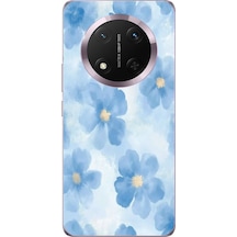 Honor Magic 7 Lite Uyumlu Mavi Çiçekler Baskılı Silikon Kılıf Renkli
