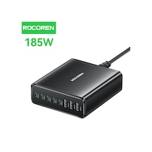 Rocoren 185w 8 Portlu Gan Şarj Cihazı 5 Type-c 3 Usb-a Notebook Apple Uyumlu iPhone Samsung Şarj İstasyonu