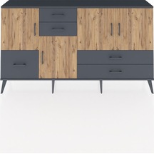 Arges Konsol 4 Raflı 5 Çekmeceli 4 Kapaklı 176x30x99 Antrasit-çam/antrasit Atlas Çam/antrasıt - Antrasıt