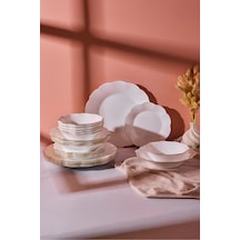 Petals Opal 24 Parça 6 Kişilik Yemek Takımı Beyaz Beyaz