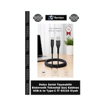 Delux Serisi Taşınabilir Elektronik Teknoloji Şarj Kablosu Usb-a To Type-c İ7 03210 Siyah