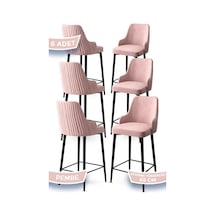 Canisa Tera Serisi 6 Pembe Sandalye 65 Cm Ada Mutfak Bar Sandalyesi Babyface Kumaş Siyah Metal Ayaklı Sandalye Pembe Ayaklar Siyah