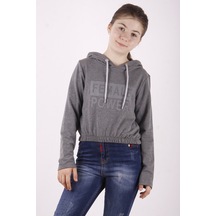 Toontoy Kız Çocuk Female Power Baskılı Sweatshirt Antrasit Melanj