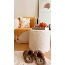 Handmade Kırık Beyaz Welsoft Kumaş Silindir Dekoratif Pufidik Puf Bench Beyaz