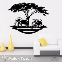 Fil Sürüsü Ve Afrika Doğa Manzarası Duvar Sticker