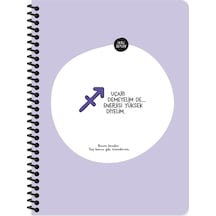 Hisli Şeyler Burçlar Serisi 16,5x22,5 Kareli Spiralli Stickerli Defter - Uçarı Demeyelim De Enerjisi Yüksek Diyelim Mor