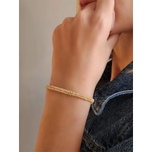 Zincir Dokuma Kordon El Yapımı Otantik Altın Kaplama Gold Renkli Bileklik Zincir Dokuma Kordon El Yapımı Otantik Altın Kaplama Gold Renkli Bileklik