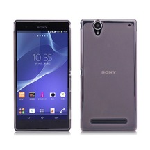 Sony Xperia T2 Ultra Kılıf Soft Silikon Şeffaf-Siyah Arka Kapak