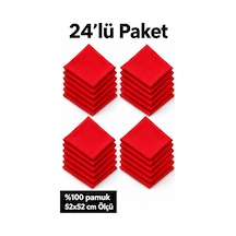 Herşeynota 24 Lü Bayrak Kırmızısı Fular Seti %100 Pamuk 52x52 Cm Okul Tören Etkinlik Gösteri Çok Renkli