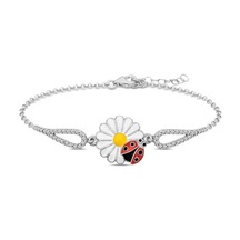 Gümüş Uğur Böcekli Papatya Bileklik Gümüş - Rose Gold