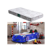 Arabalı Yatak, Jaguar Koltuklu Full Ledli Arabalı Yatak - Mavi 1 Adet Comfort Yatak