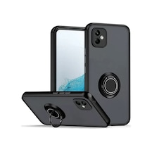 Newface Samsung Galaxy A06 Kılıf Montreal Yüzüklü Silikon Kapak - Siyah