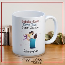 Babalar Günü Temalı İsimli Kişiye Özel Seramik Kupa Bardak-58 Beyaz