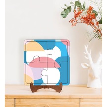 Bk Gift Modern Art Tasarımlı Ahşap Standlı Puzzle Çerçeve-9