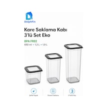 Kare Saklama Kabı 3'lü Set Siyah 650-1300-1900 Ml