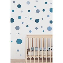 Star Works Mavi Tonlarda Puantiyeler Noktalar Erkek Bebek Odası Çocuk Odası Duvar Sticker