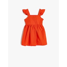Koton Elbise Kelebek Kollu Beli Bağcıklı Kırmızı 4smg80118aw Kırmızı