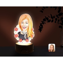 Kişiye Özel Kadın Karikatürlü Dekoratif 3D Biblo Led Işıklı Gece (481496397)