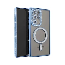 Samsung Uyumlu  Galaxy S25 Ultra Kılıf Joke Simli Magneticsafe Kılıf - Mavi Çok Renkli