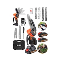 Dragro DRG-128z Kırmızı 128Vf 10 Ah Akülü Dal Kesme Budama Testere Bıçkı Makinesi - 4 Adet Zincir