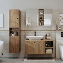 Lotus Lavabolu Mdf 95 Cm Banyo Dolabı + Aynalı Dlp Atlantik Çam