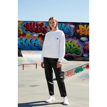 Benerly Kadın Bisiklet Yaka Düşük Kol Pamuk Sweatshirt Fonksiyonel D Ekru