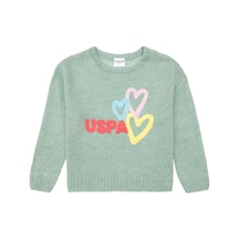 U.S. Polo Assn. Kız Çocuk Su Yeşili Bisiklet Yaka Kazak 50293066-VR048