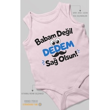 Morivokids Babam Değil, Dedem Sağolsun. Sıfır Kollu Bebek Zıbını %100 Pamuk Bebe Pembe