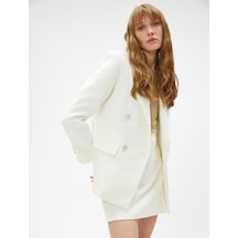 Koton Tüvit Blazer Ceket Kruvaze Düğmeli Kırık Beyaz 3sak50020ew 3SAK50020EW001 Ekru