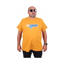 Moc Grande Mocgrande Erkek Büyük Beden Sıfır Yaka Tişört Champion 25180 Hardal Hardal