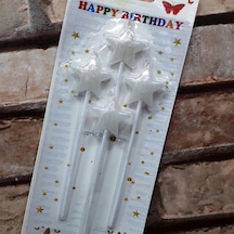 4 Adet Beyaz Yıldız Pasta Mumu Yıldız Doğum Günü Pasta Mumu Beyaz Pasta Mumu Yıldız Mum White Candle Renkli
