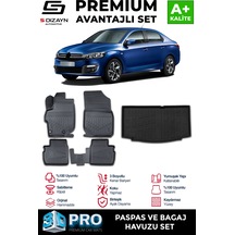Citroen C-elysee 3d Pro Havuzlu Paspas Ve Bagaj Havuzu Seti 2'li Set 2012-2017 A+ Kalite 3set-sdz059