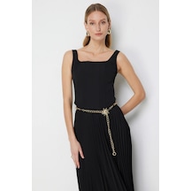 Ekol Kalın Askılı Korseli Kadın Crop Bluz 26y.ekl.blz.02062.1 Siyah