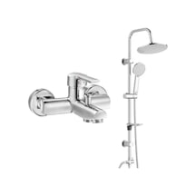 E.c.a. Delta Banyo Bataryası+t-may Banyo Lidya Oval Tepe Duş Takımı Seti - Krom - Paslanmaz