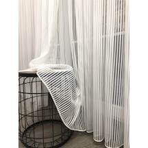 Tül Perde Sık Burgu Düz Armür Etek Kurşunlu Ekru