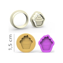 Cupcake Kurabiye, Bisküvi, Kolye Ucu, Mühür Kalıp Seti - 1,5 Cm