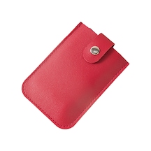 Tenfowee Kırmızı Pu Deri Gizli Çekmeli Kartlık, 5 Kartlı Kapasite, Basma Kapağı İle Güvenli Kart Saklama Aleti