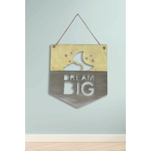 Dream Big Çocuk Odası Ahşap Gri Duvar Dekor Ürünü Bulut Yıldız De