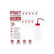 Piset 500 Ml - Yıkama Şişesi Geniş Boyun Kırmızı 10 Adet