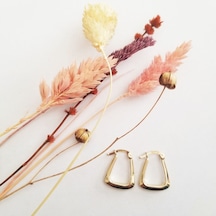 Sembol Gold Altın Küpe 14K 585 Parlak Çanta Tasarım 1,8 Cm Zarif Küpe