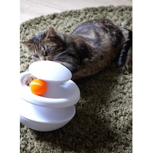 Bezos 3d Baskı İki Toplu Kedi Oyuncağı Kule Etkileşimli Kedi Oyun Kulesi Toplu Parkur - Beyaz 22