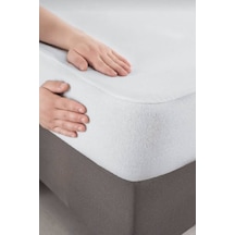 Evony Tek Kişilik 90x200+30 Cm Pamuklu Fitted Sıvı Geçirmez Alez Beyaz