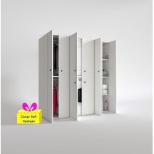 Kenzlife Çamaşır-kurutma Makinesi Dolabı Ve Giysi Dolabı Suyuti Sağ Byz 180 170 60 + Tekli Duvar Rafı Hediye Beyaz