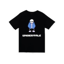 Undertale Baskılı Unisex %100 Pamuk Siyah T-shirt SIYAH